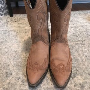Cowboy boots, light tan leather